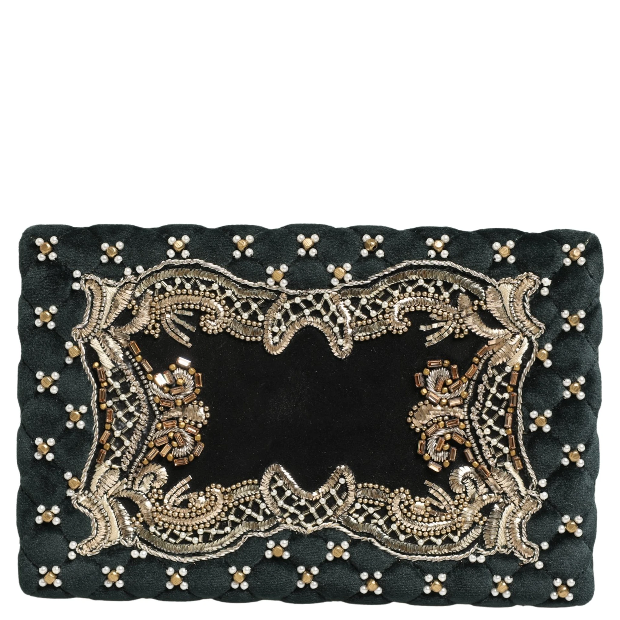 Black Velvet Gold Frame Clutch Evening Clutch Purse Bag