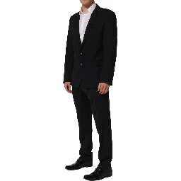 Black Wool Slim Fit Formal Men 2 Piece Suit