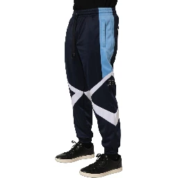 Blue White Drawstring Jogger Sweatpants Pants