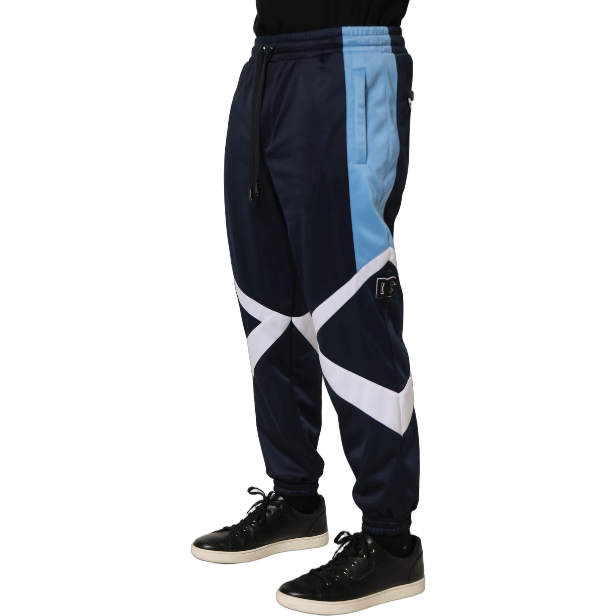 Blue White Drawstring Jogger Sweatpants Pants