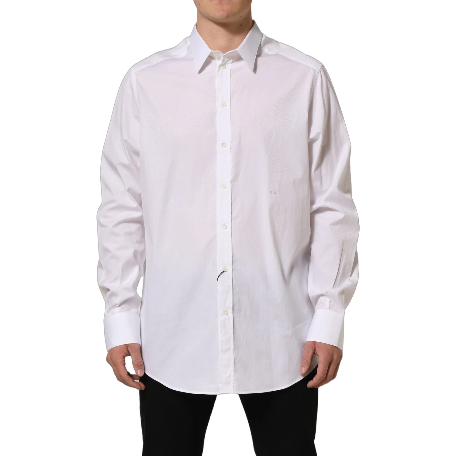 White Cotton Long Sleeves Men Dress Shirt