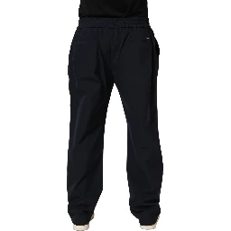 Dark Blue Drawstring Nylon Jogger Sweatpants Pants