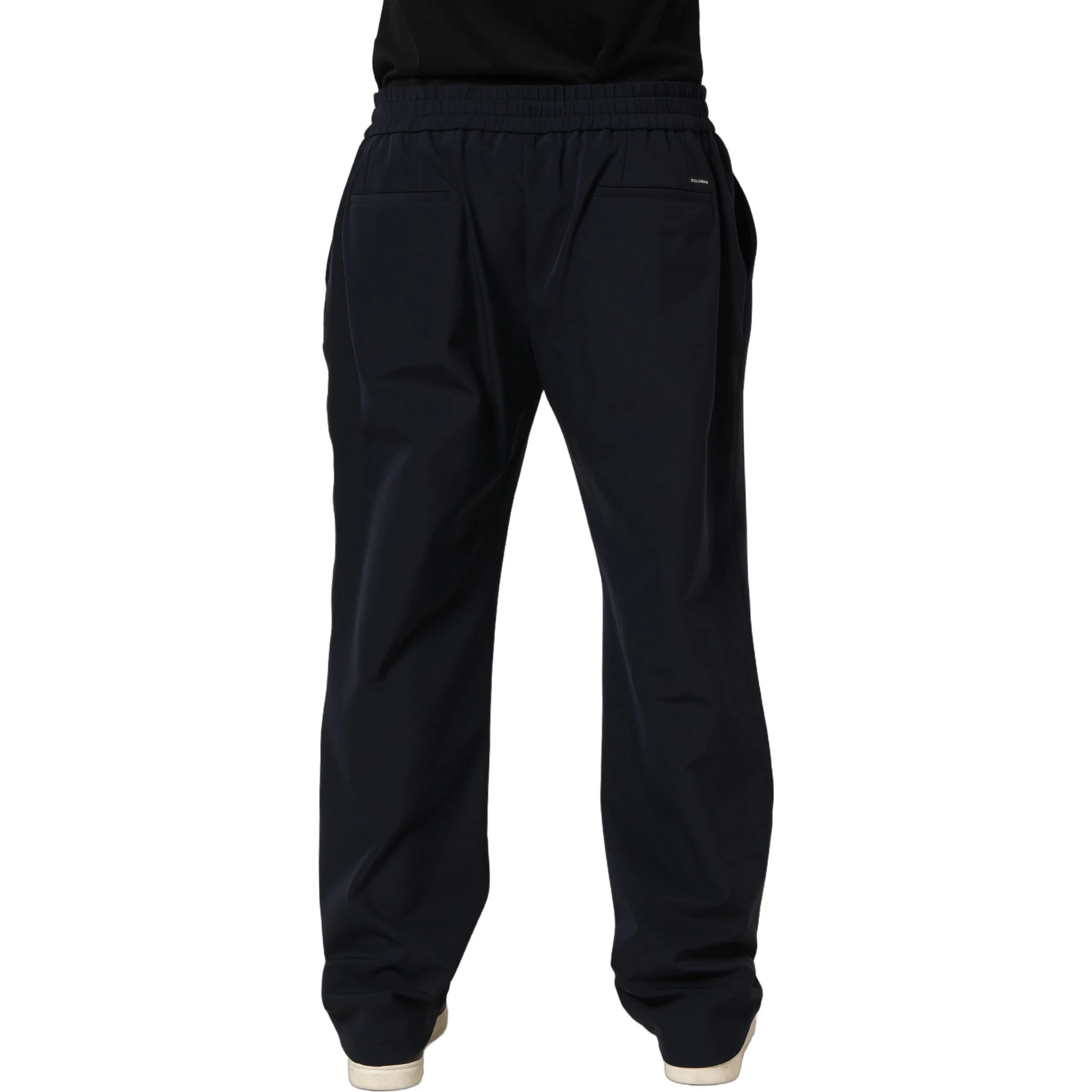 Dark Blue Drawstring Nylon Jogger Sweatpants Pants