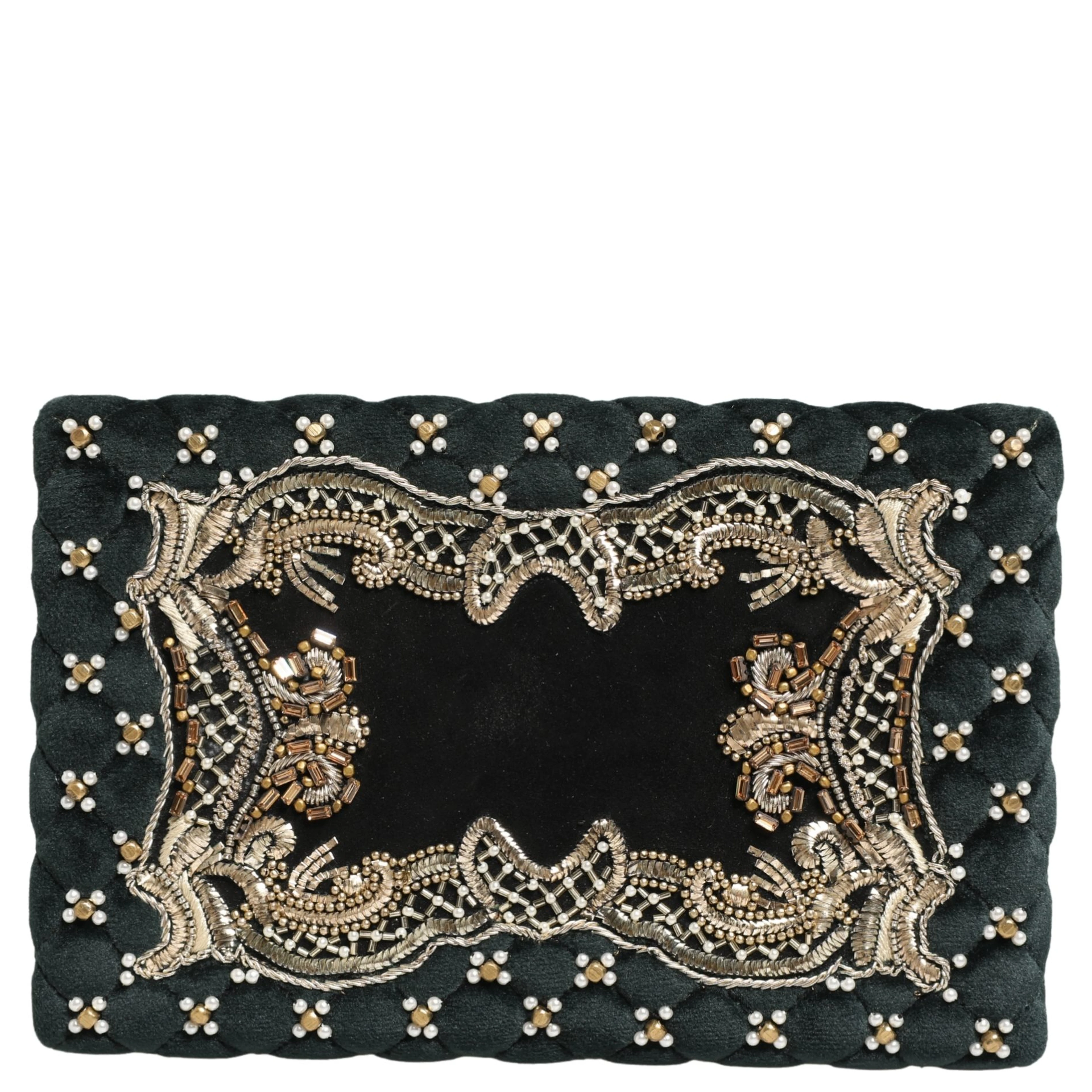 Black Velvet Gold Frame Clutch Evening Clutch Purse Bag