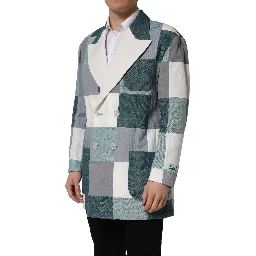 Multicolor Patchwork Linen Double Breasted Jacket