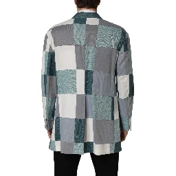 Multicolor Patchwork Linen Double Breasted Jacket