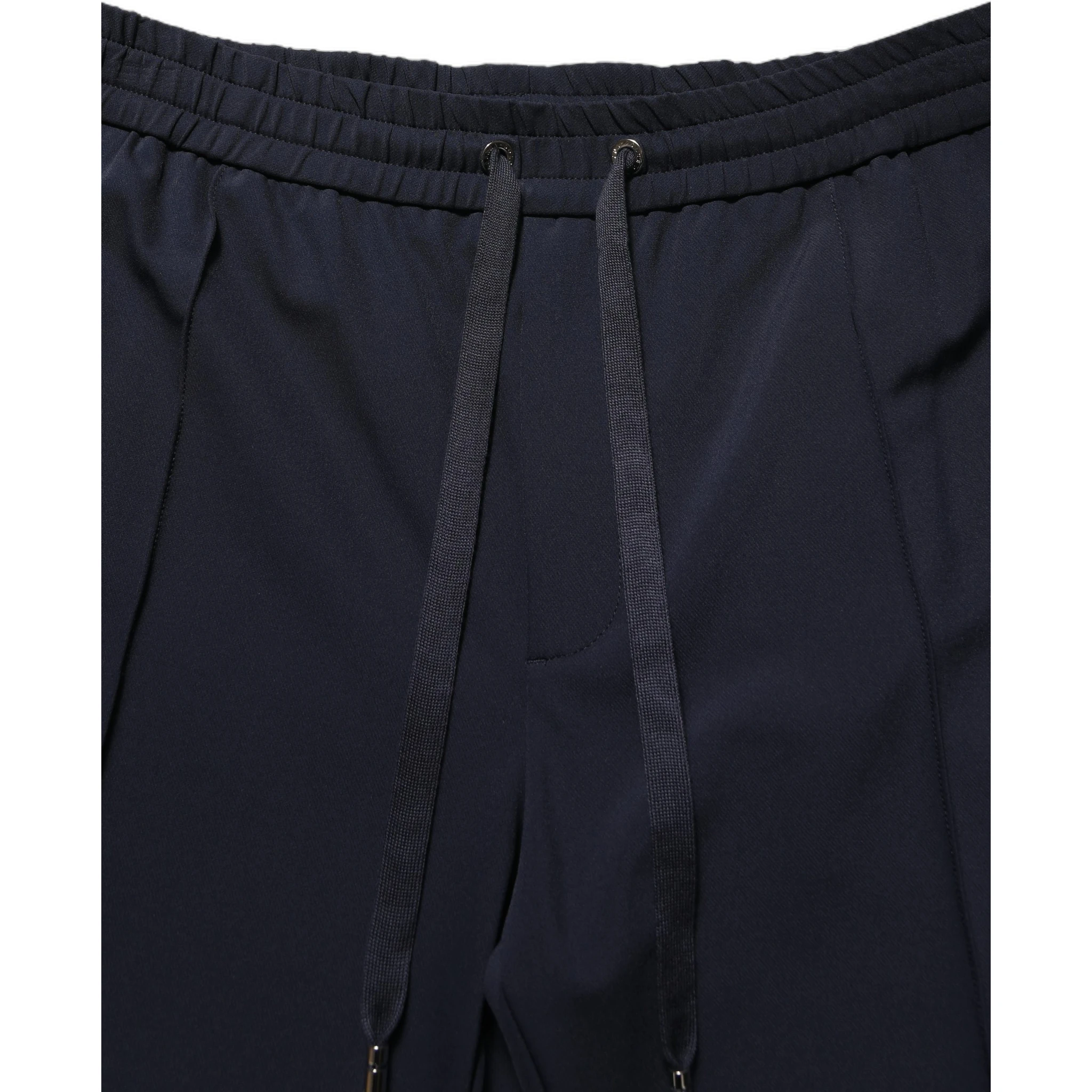 Dark Blue Drawstring Nylon Jogger Sweatpants Pants