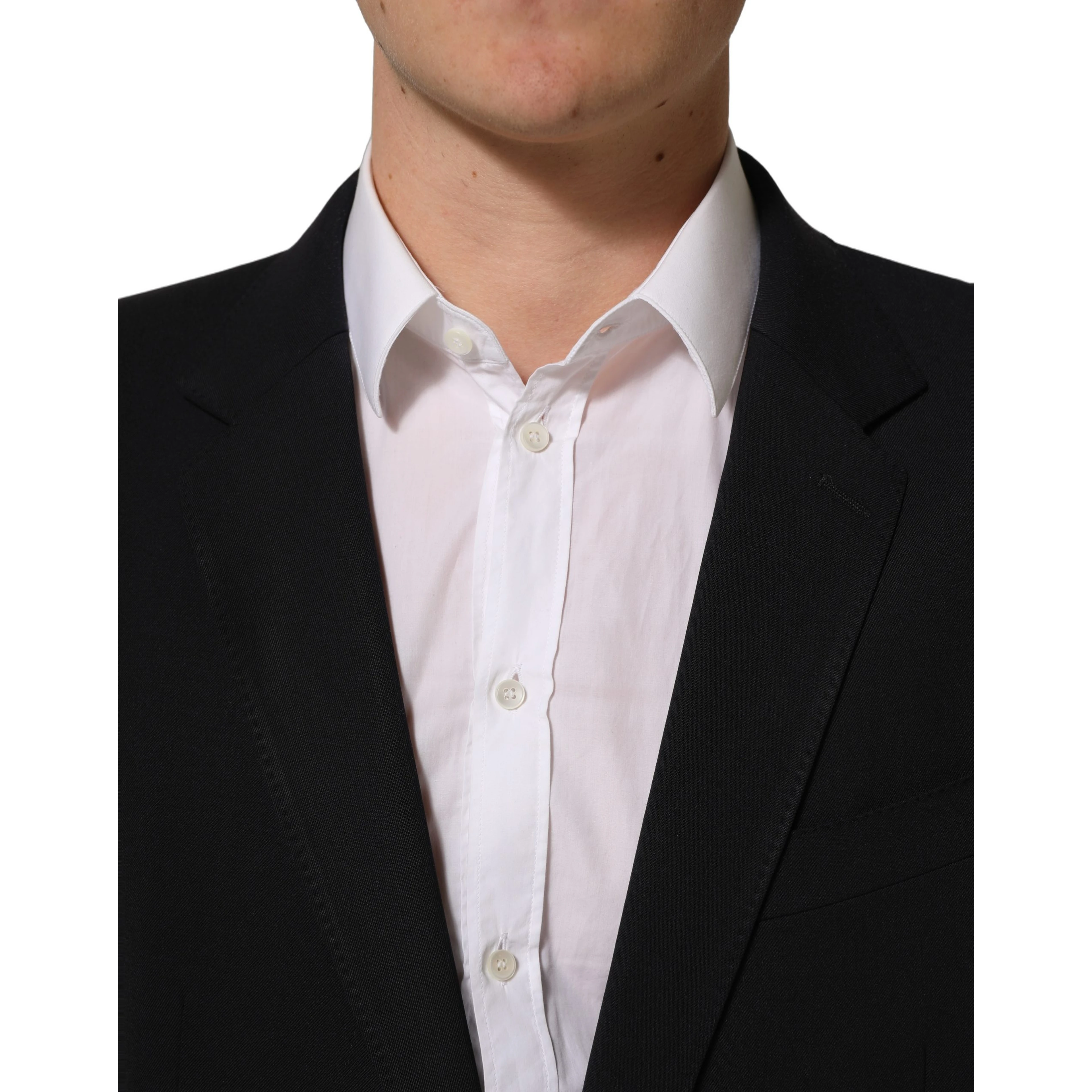 Black Wool Slim Fit Formal Men 2 Piece Suit