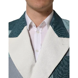 Multicolor Patchwork Linen Double Breasted Jacket