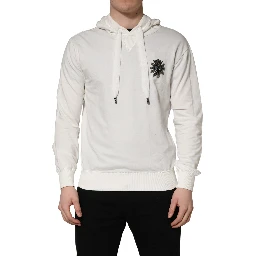 White Cotton Hooded Sweatshirt Sweater