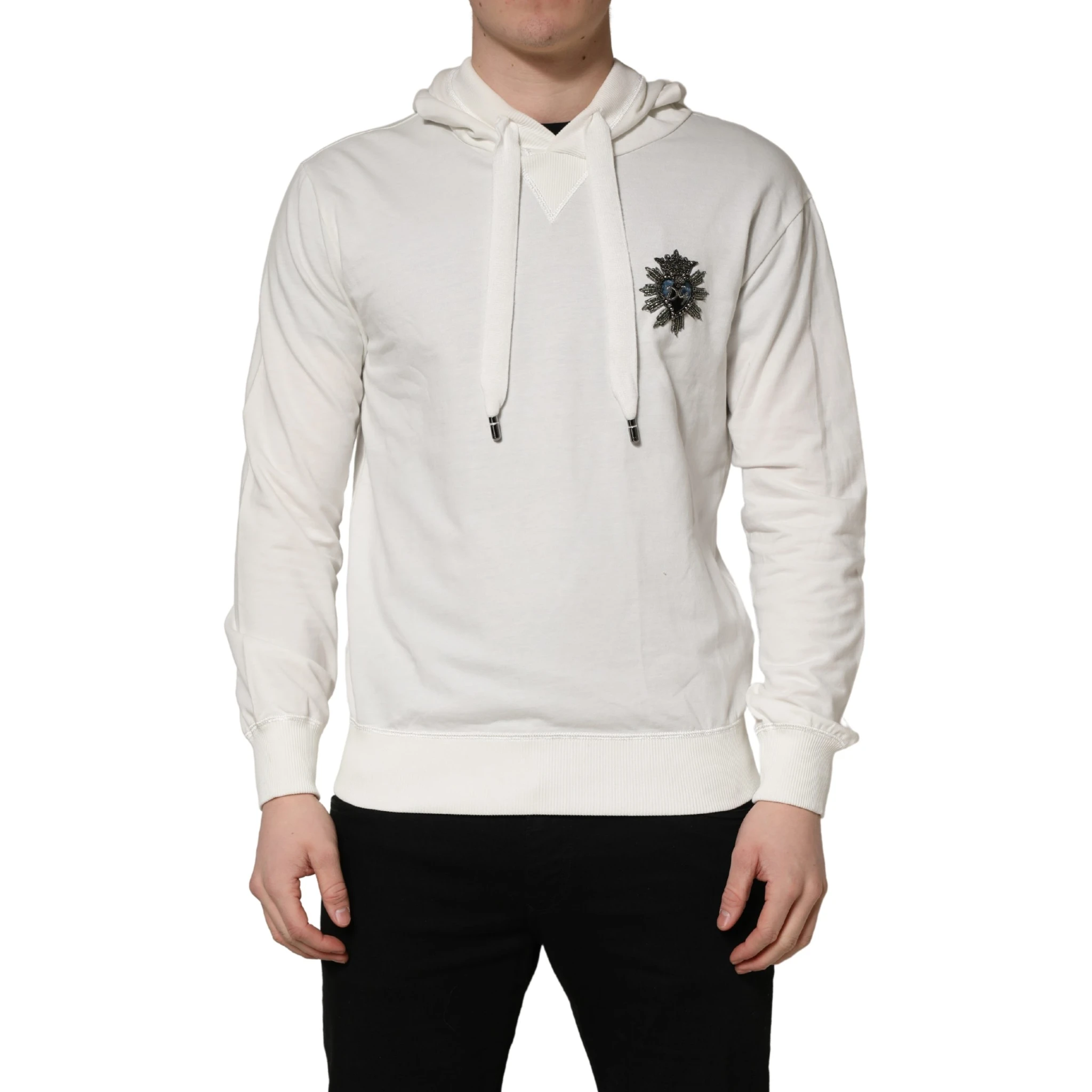 White Cotton Hooded Sweatshirt Sweater