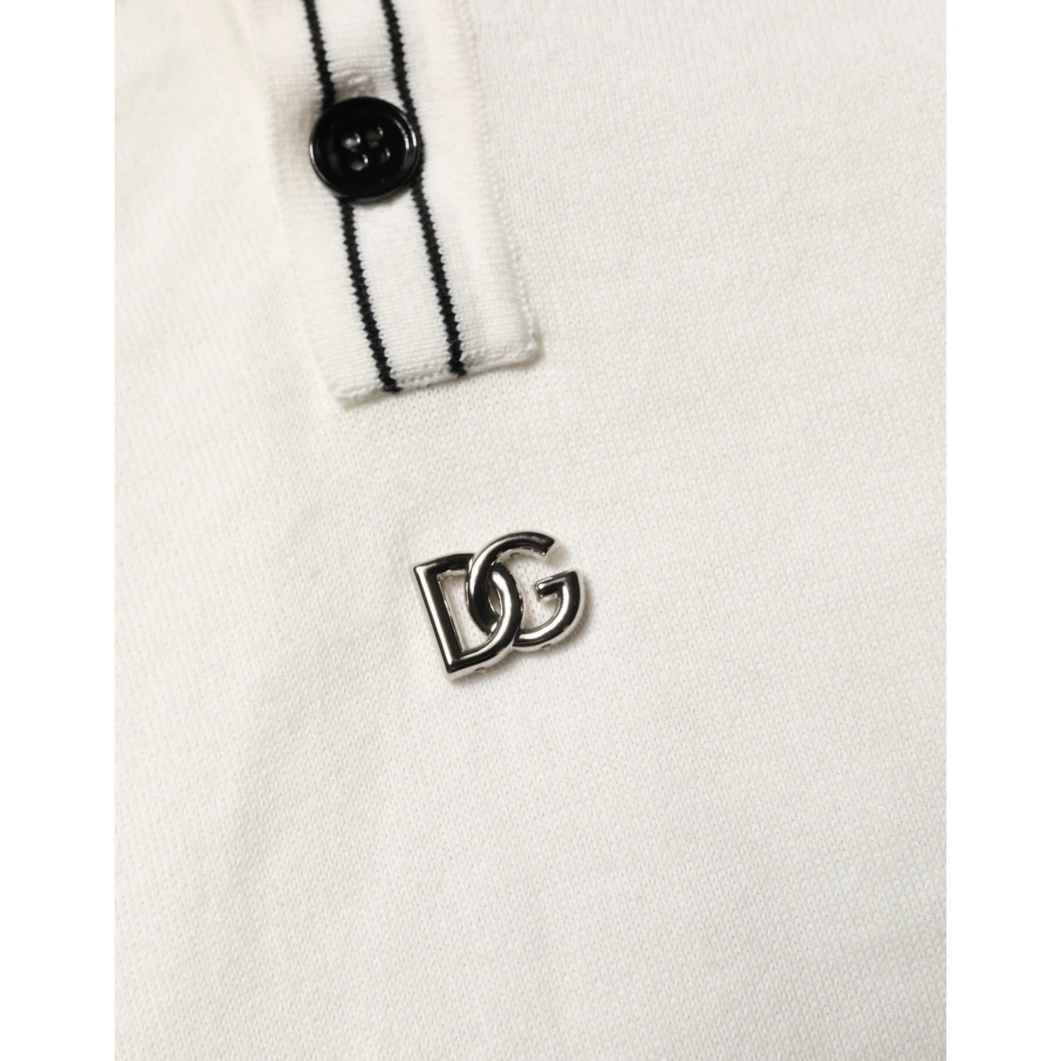 White Cotton Blend Men Polo Pullover Sweater