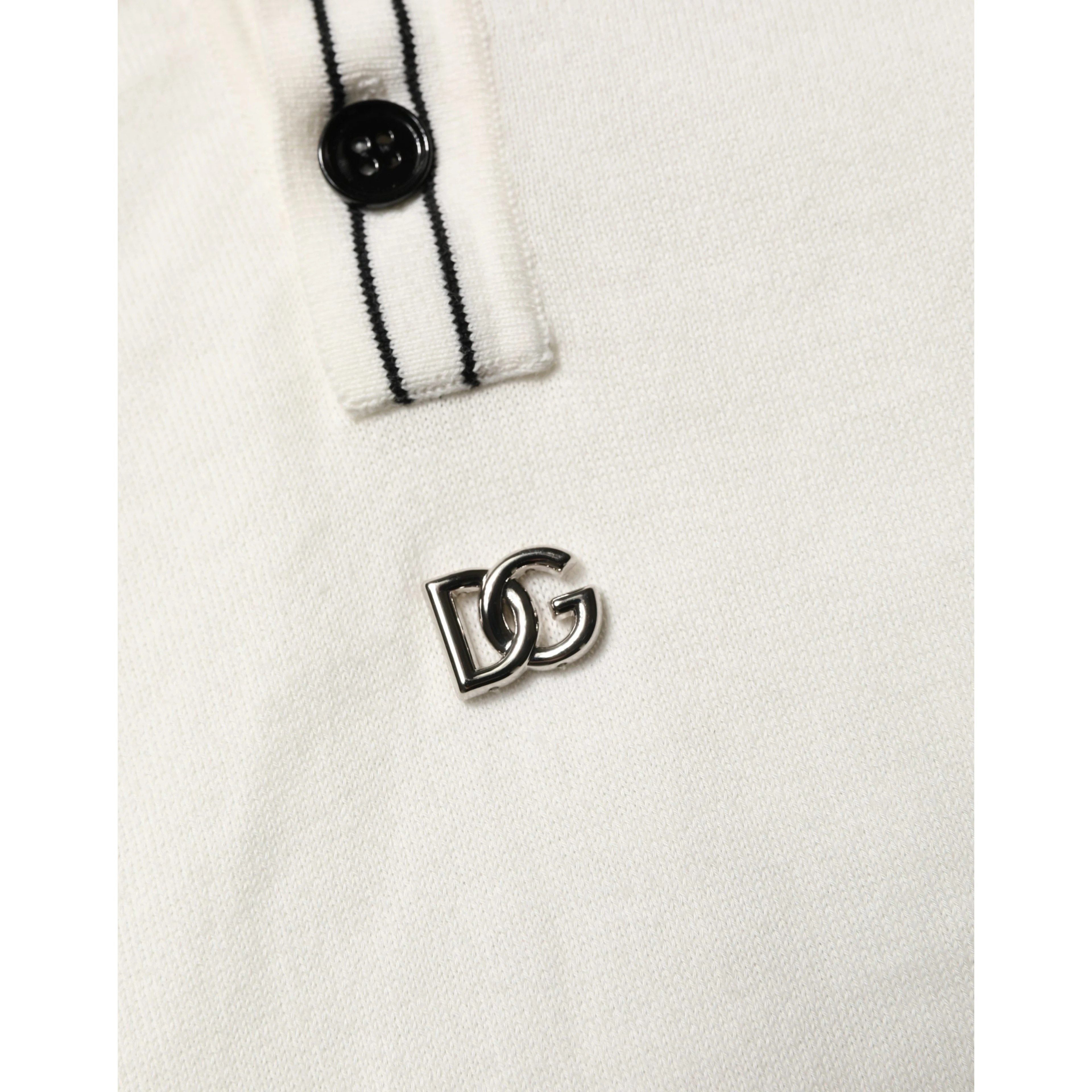 White Cotton Blend Men Polo Pullover Sweater