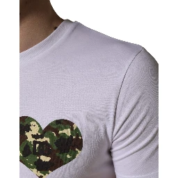 White Heart Shaped Camouflage Patch Men T-shirt