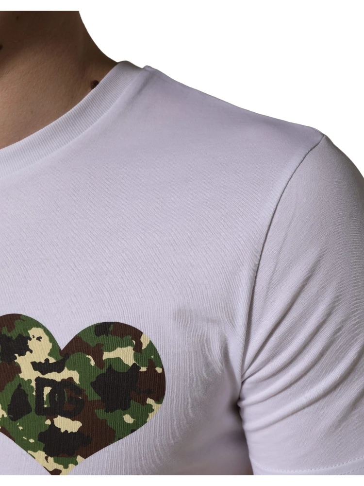White Heart Shaped Camouflage Patch Men T-shirt