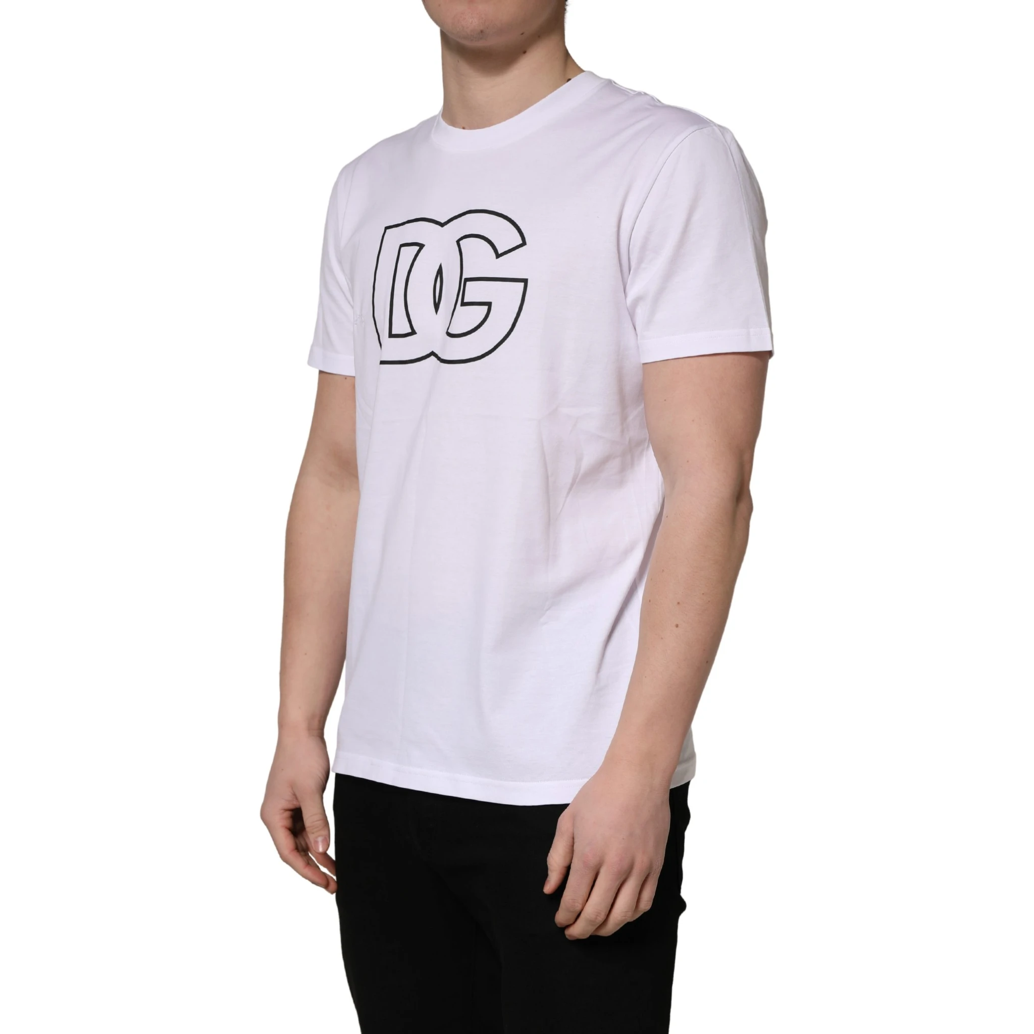 White DG Logo Print Short Sleeves Men T-shirt