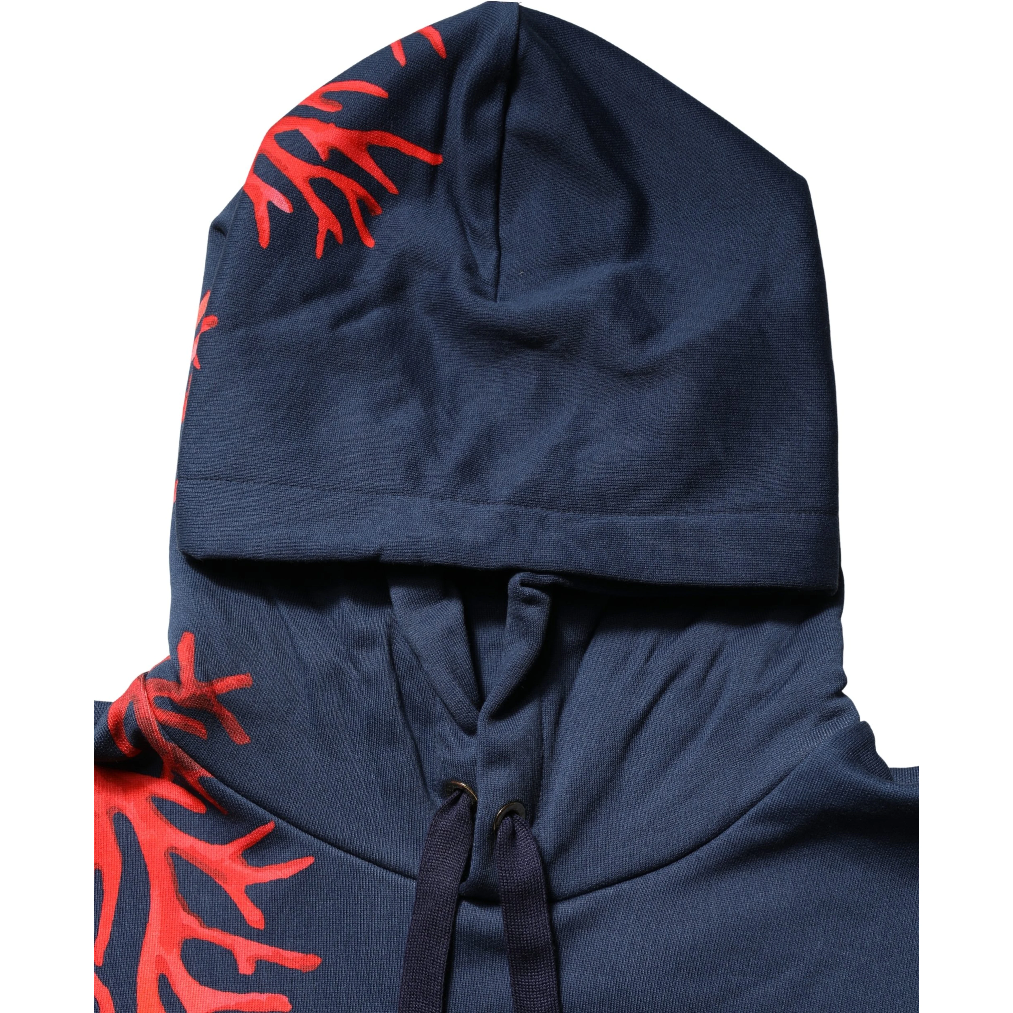 Blue Cotton Coral Logo Hooded Sweatshirt Sweater