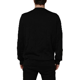 Black Graphic Logo Crew Neck Wool Pullover Sweater