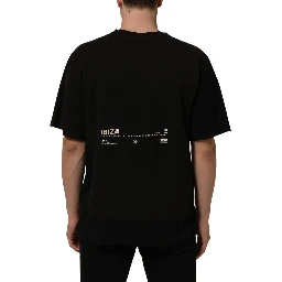 Black Tropical "IBIZA" Men Crew Neck T-shirt