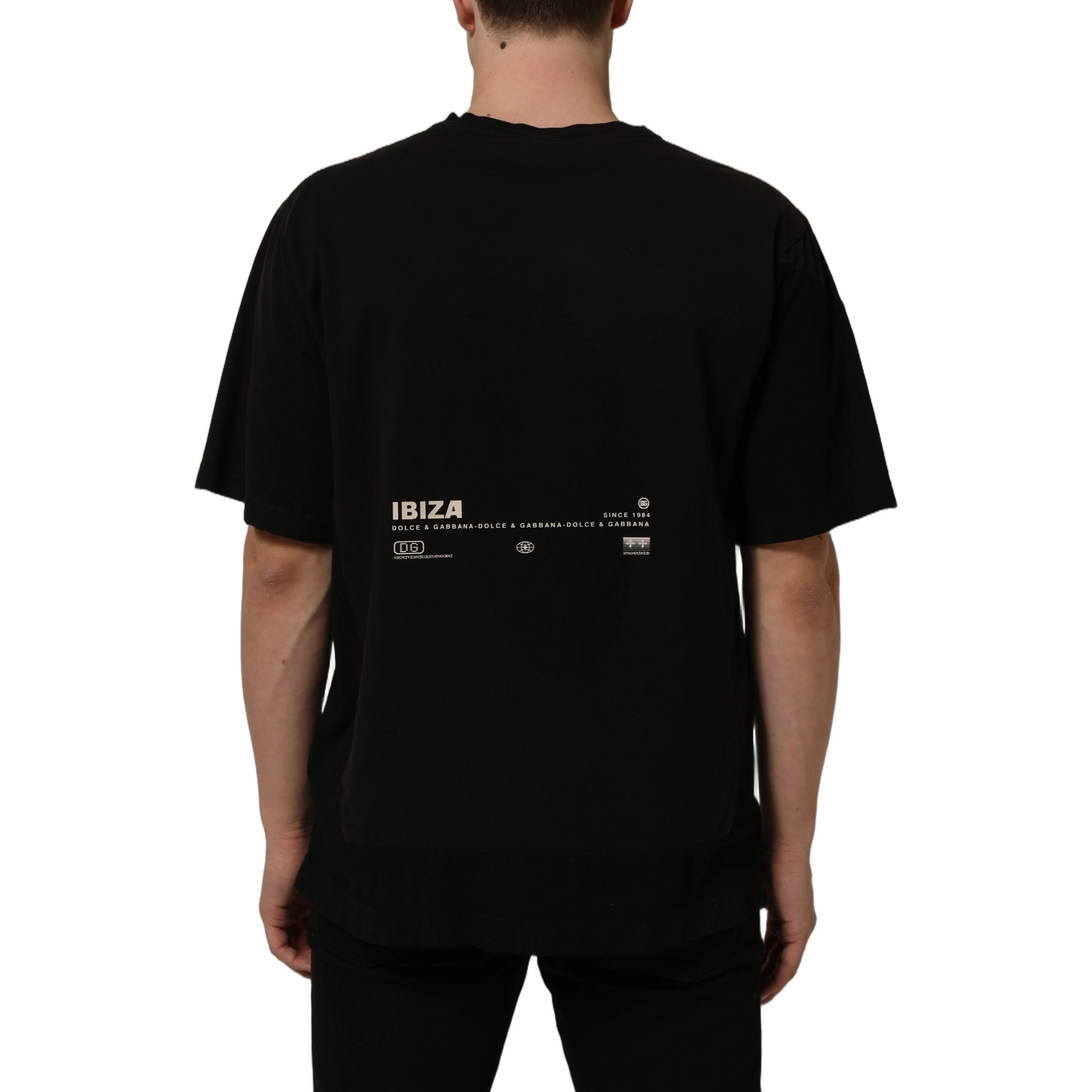 Black Tropical "IBIZA" Men Crew Neck T-shirt