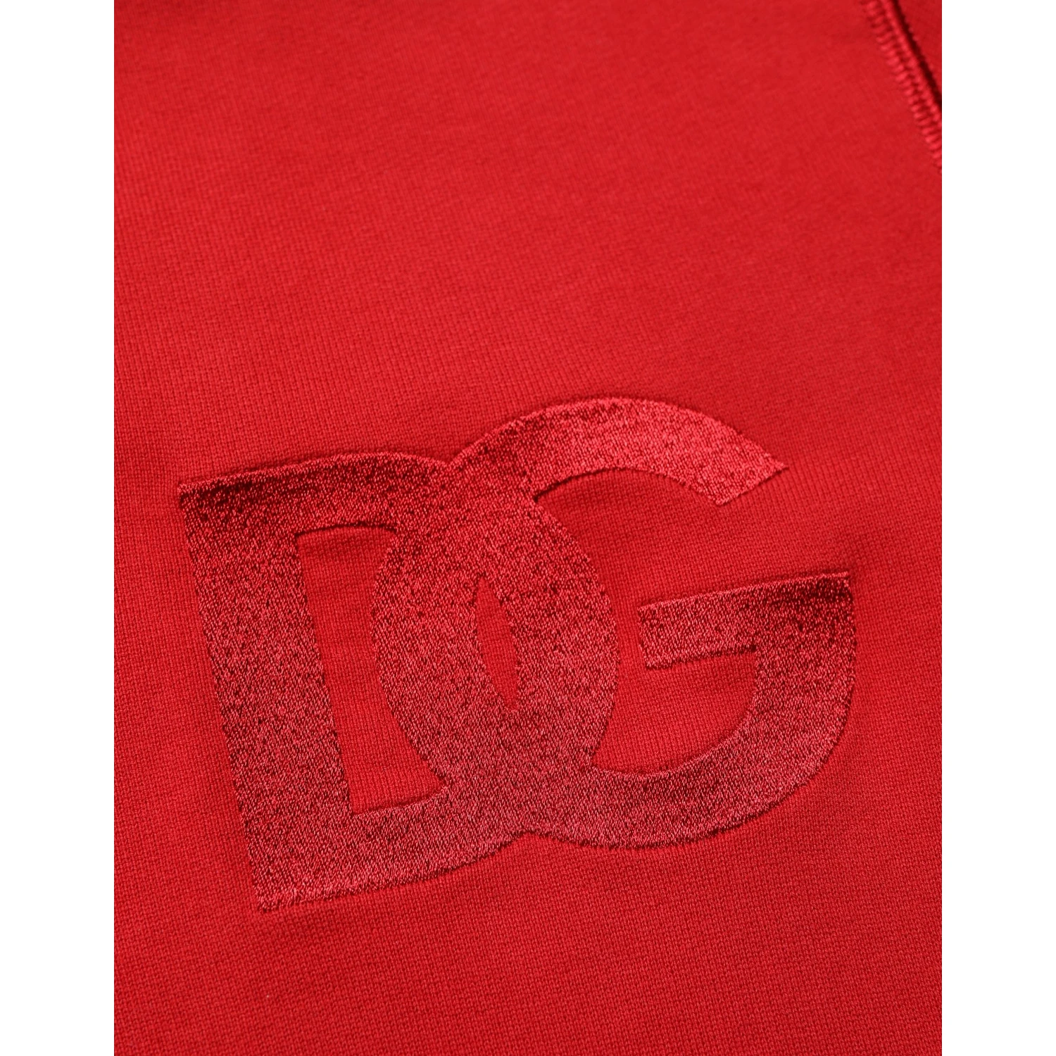Red Embroidered Logo Hooded Full Zip Sweater