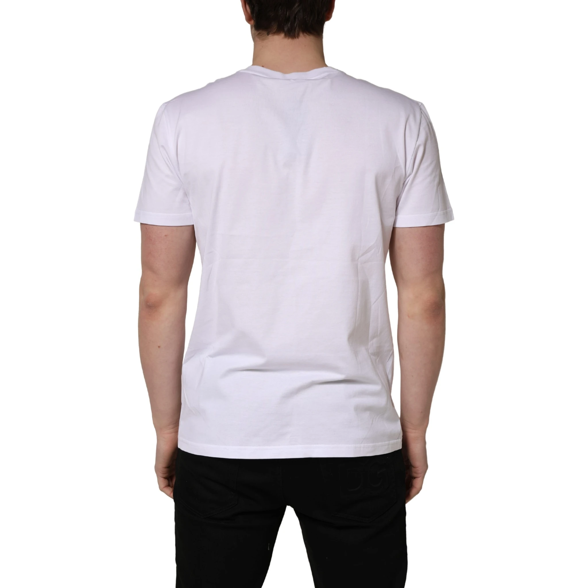 White DG Logo Print Short Sleeves Men T-shirt