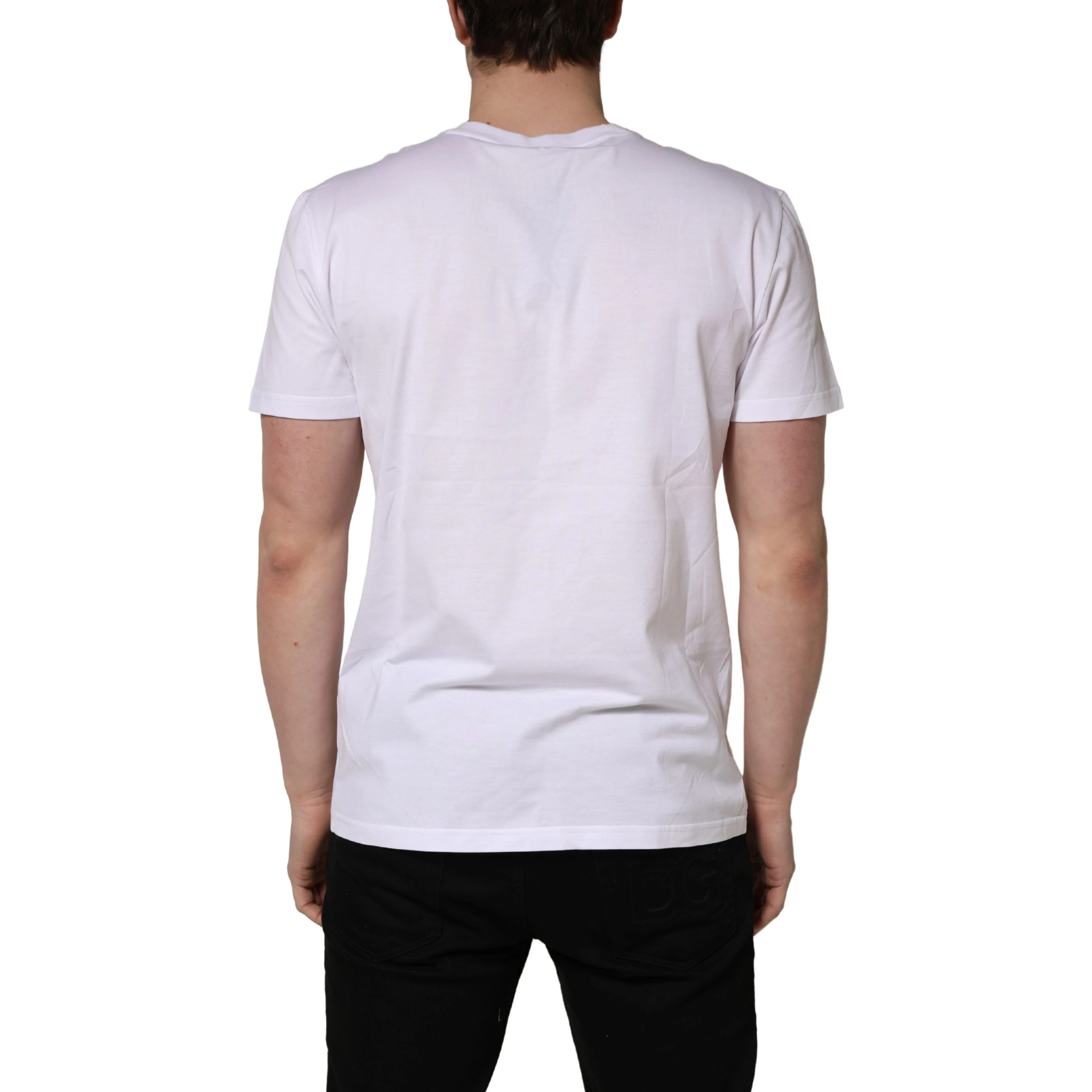 White DG Logo Print Short Sleeves Men T-shirt