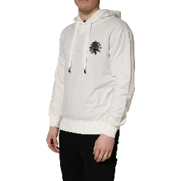White Cotton Hooded Sweatshirt Sweater
