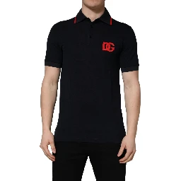 Black DG Logo Print Short Sleeve Polo T-shirt
