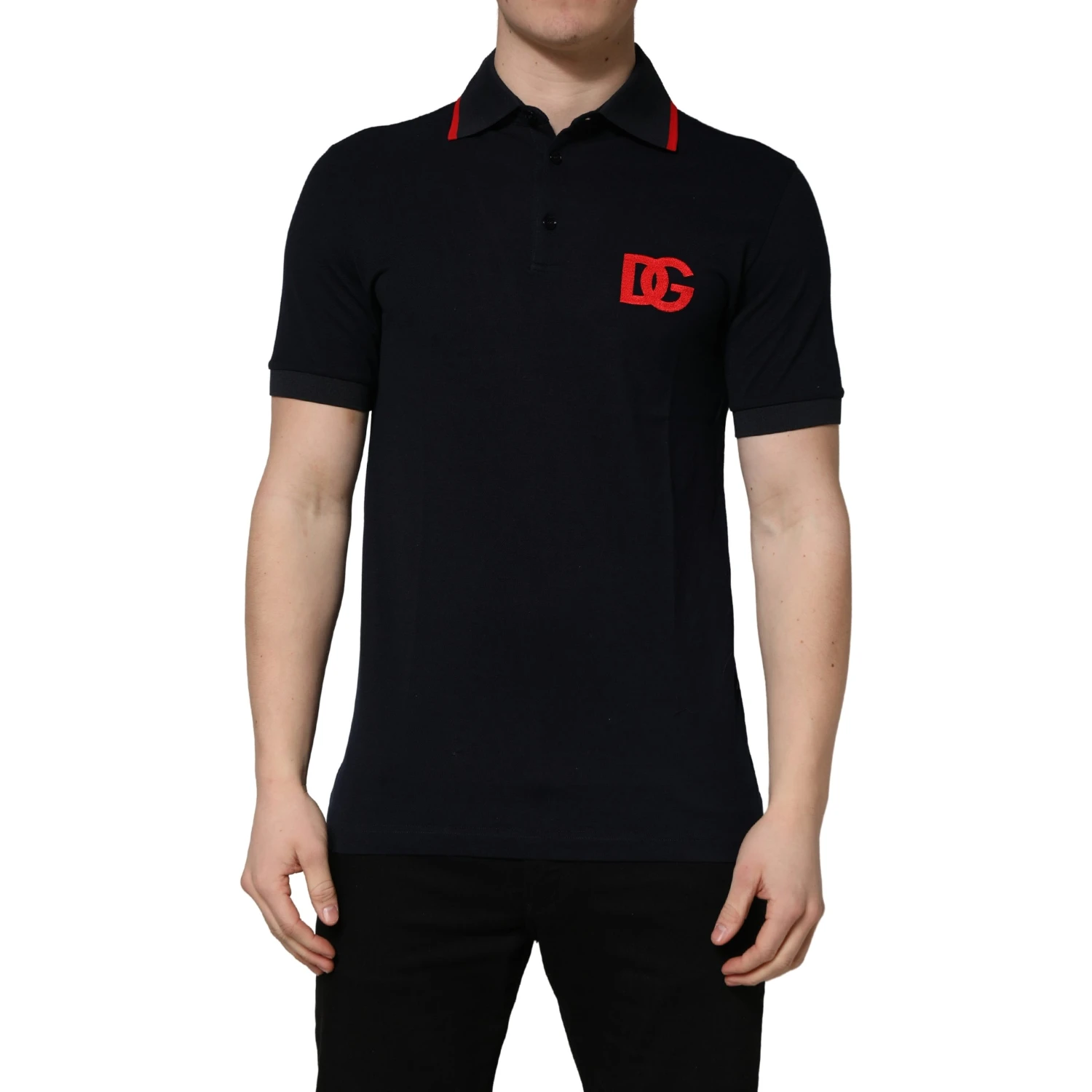 Black DG Logo Print Short Sleeve Polo T-shirt