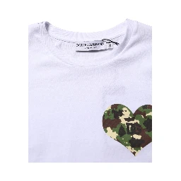 White Heart Shaped Camouflage Patch Men T-shirt