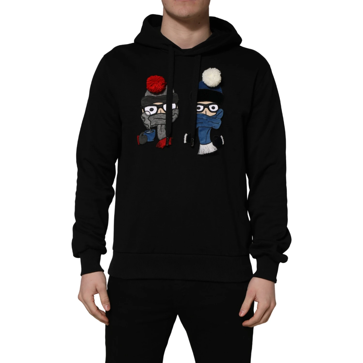 #dgfamily Black Cotton Hooded Men Sweatshirt Sweater