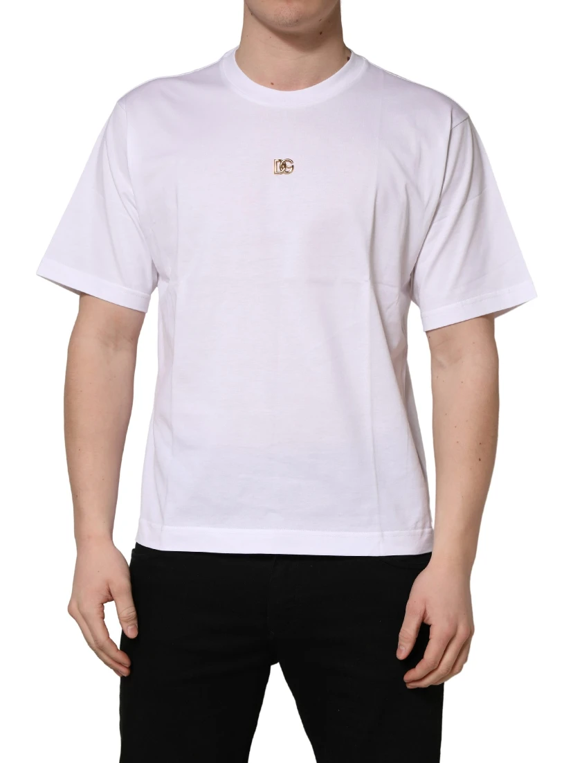 White Metal DG Logo Cotton Short Sleeves T-shirt