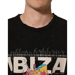 Black Tropical "IBIZA" Men Crew Neck T-shirt