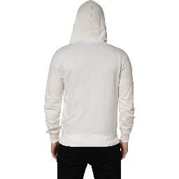 White Cotton Hooded Sweatshirt Sweater
