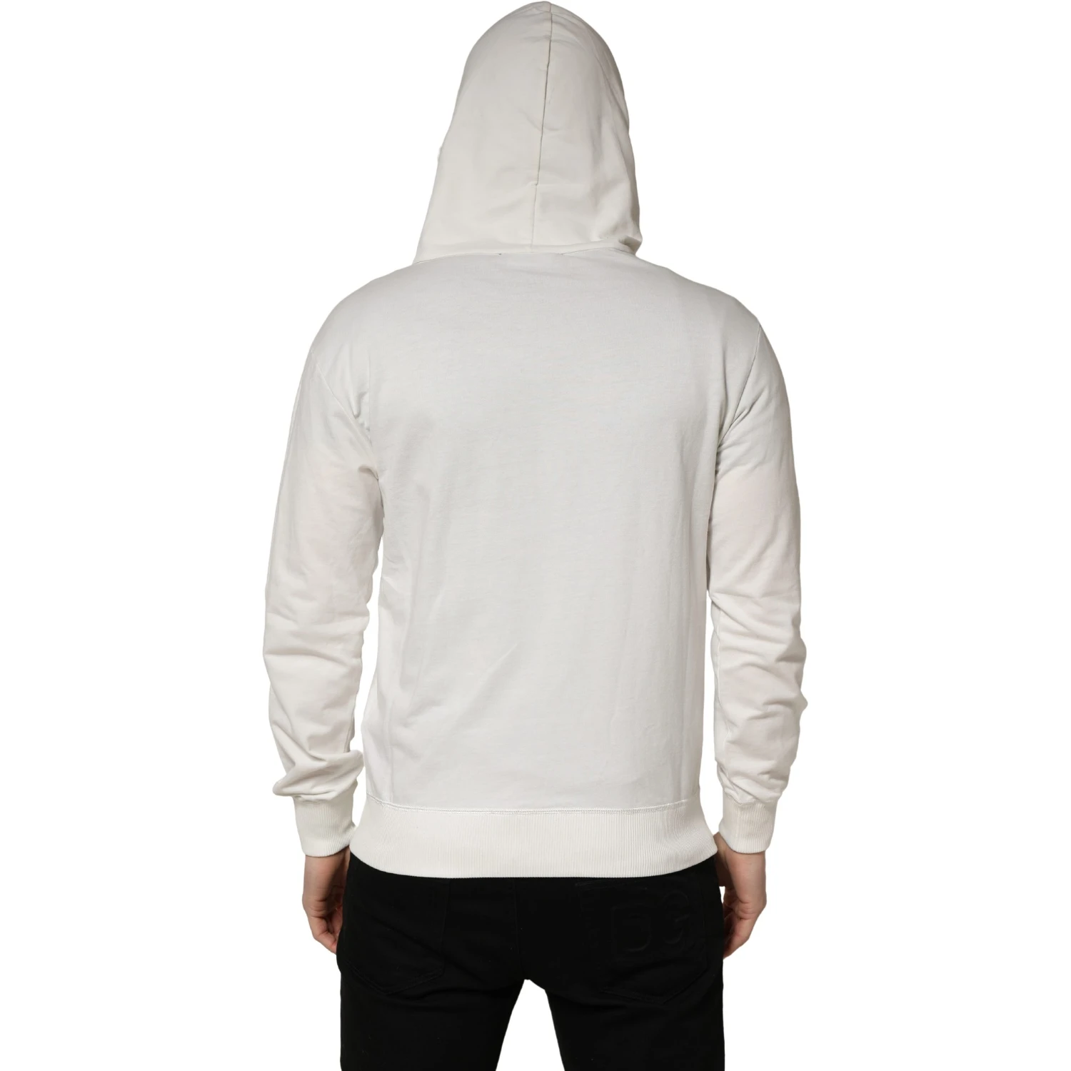 White Cotton Hooded Sweatshirt Sweater