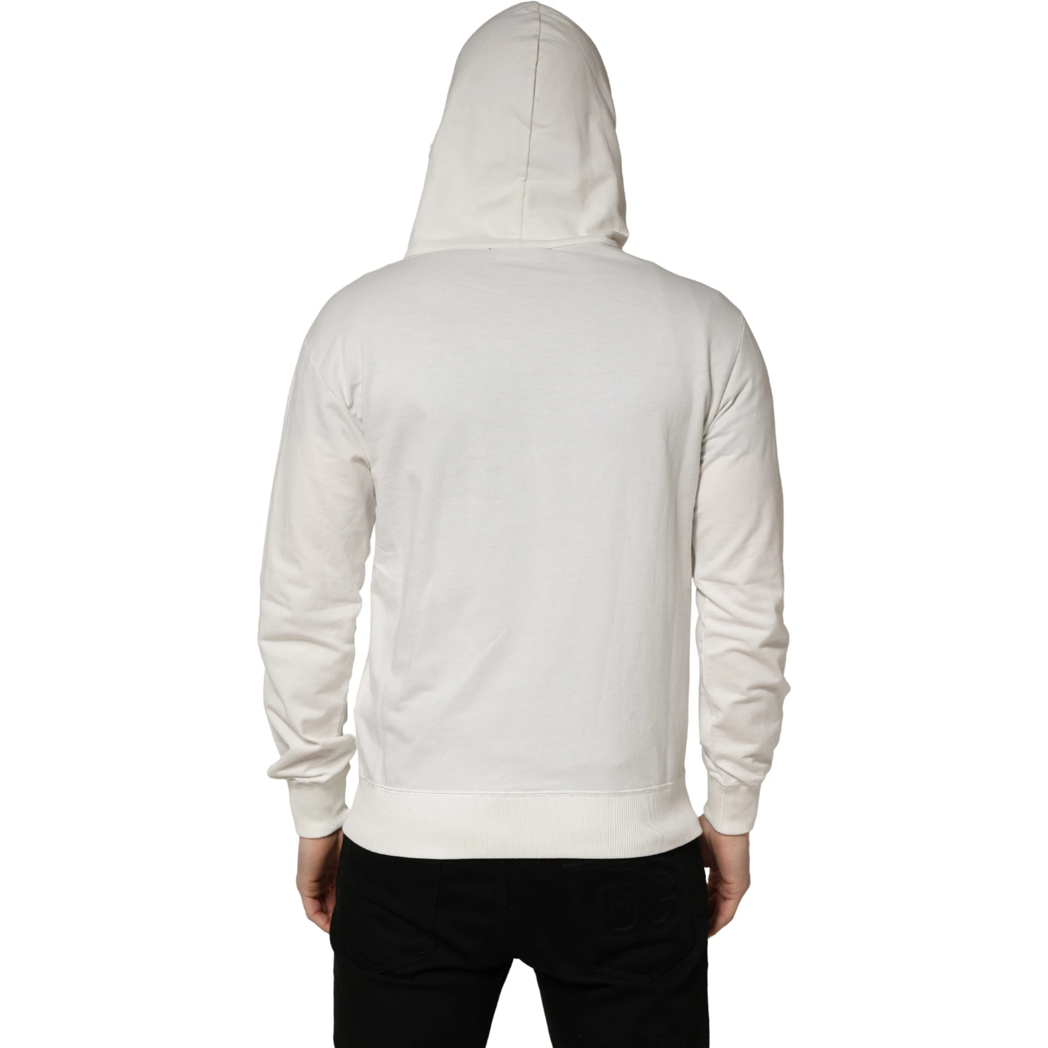 White Cotton Hooded Sweatshirt Sweater