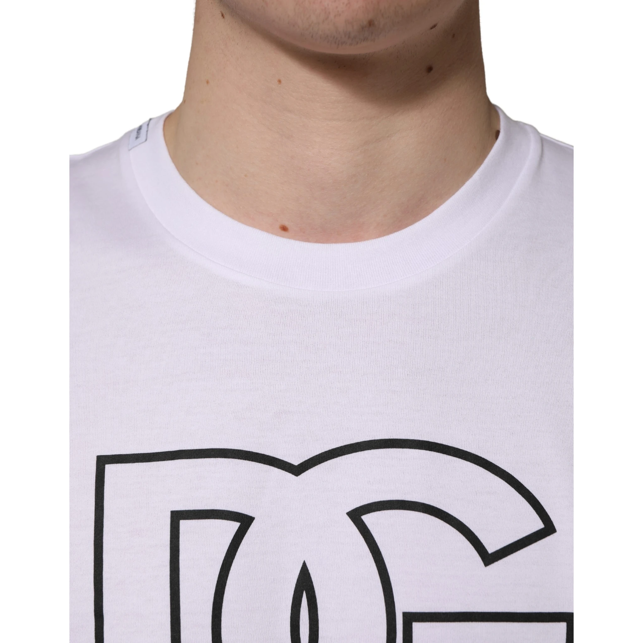 White DG Logo Print Short Sleeves Men T-shirt