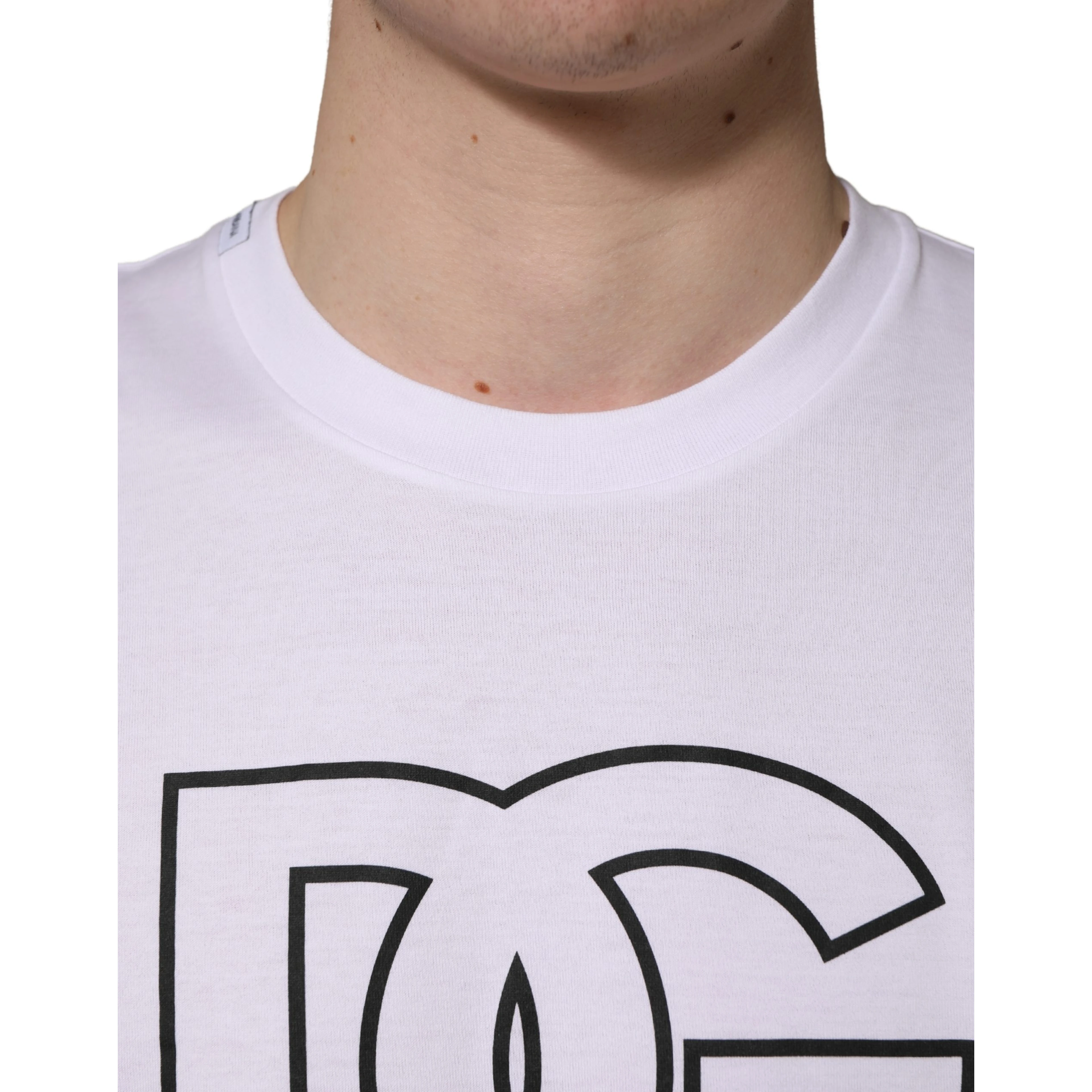 White DG Logo Print Short Sleeves Men T-shirt