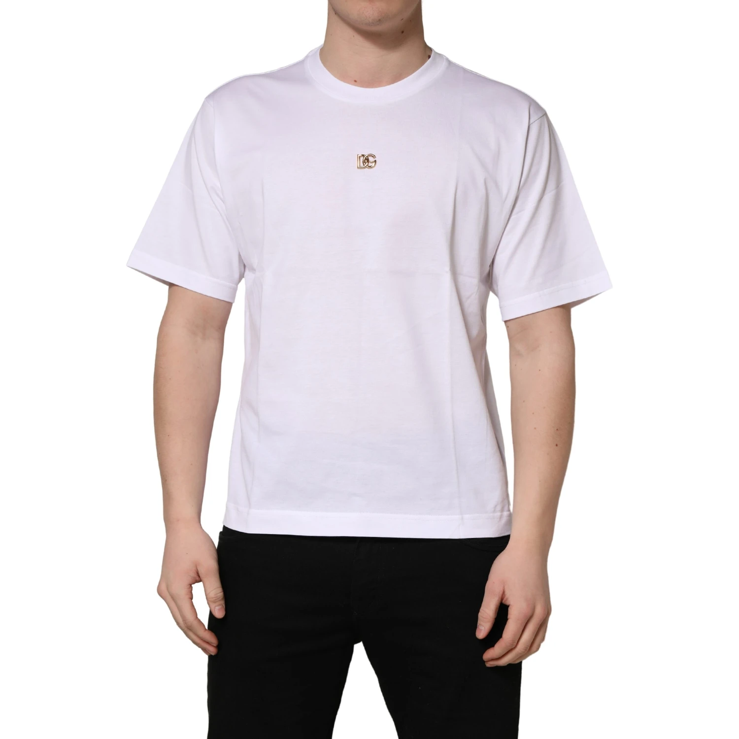 White Metal DG Logo Cotton Short Sleeves T-shirt