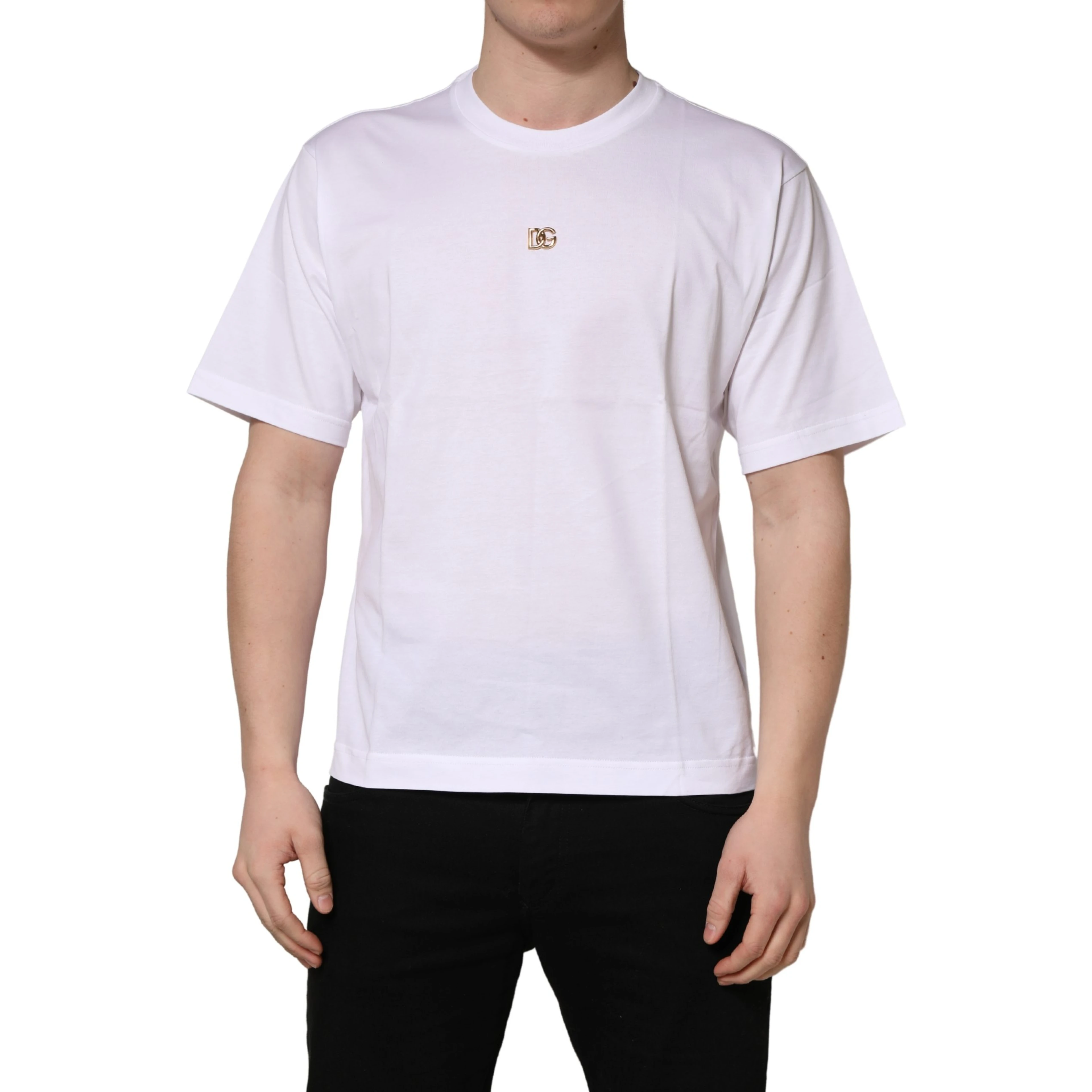 White Metal DG Logo Cotton Short Sleeves T-shirt