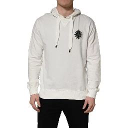 White Cotton Hooded Sweatshirt Sweater