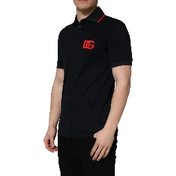 Black DG Logo Print Short Sleeve Polo T-shirt