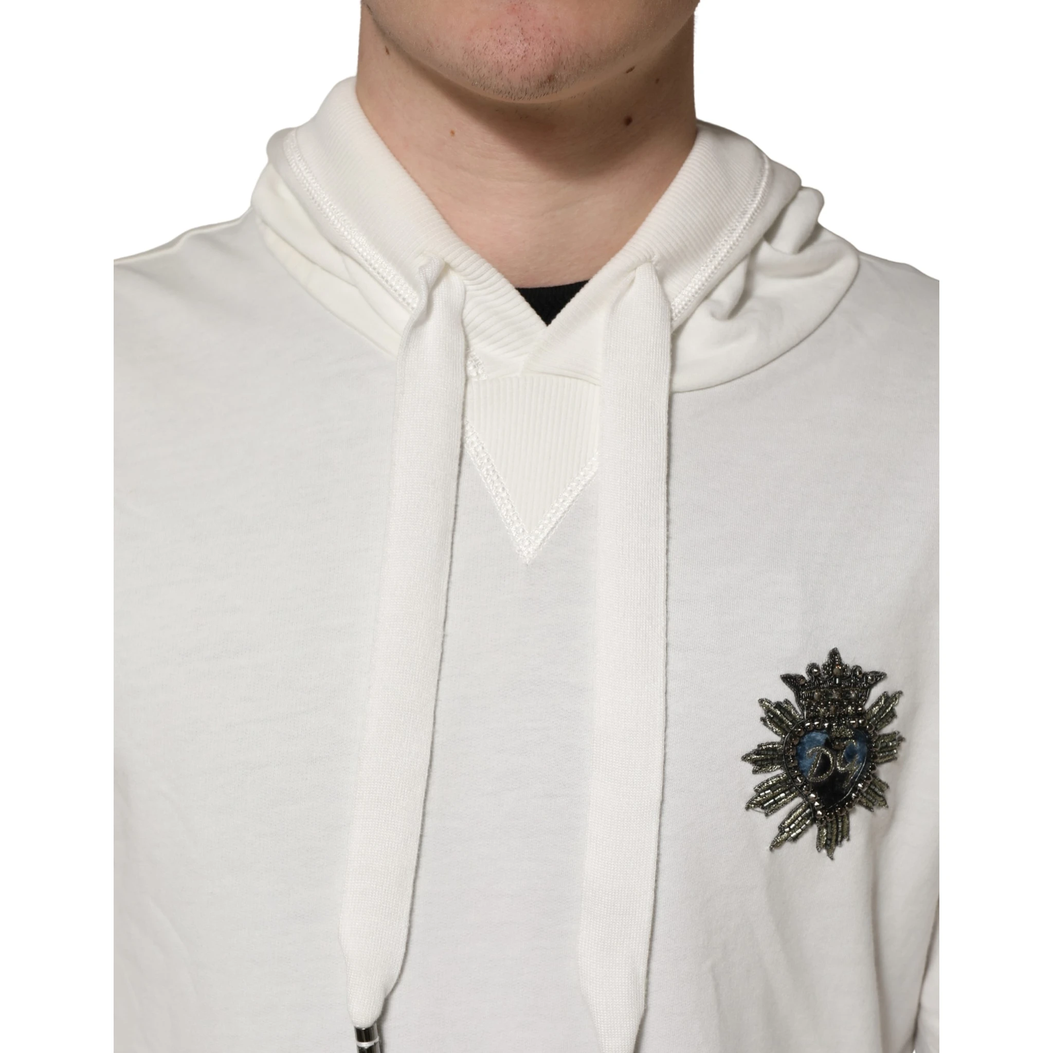 White Cotton Hooded Sweatshirt Sweater