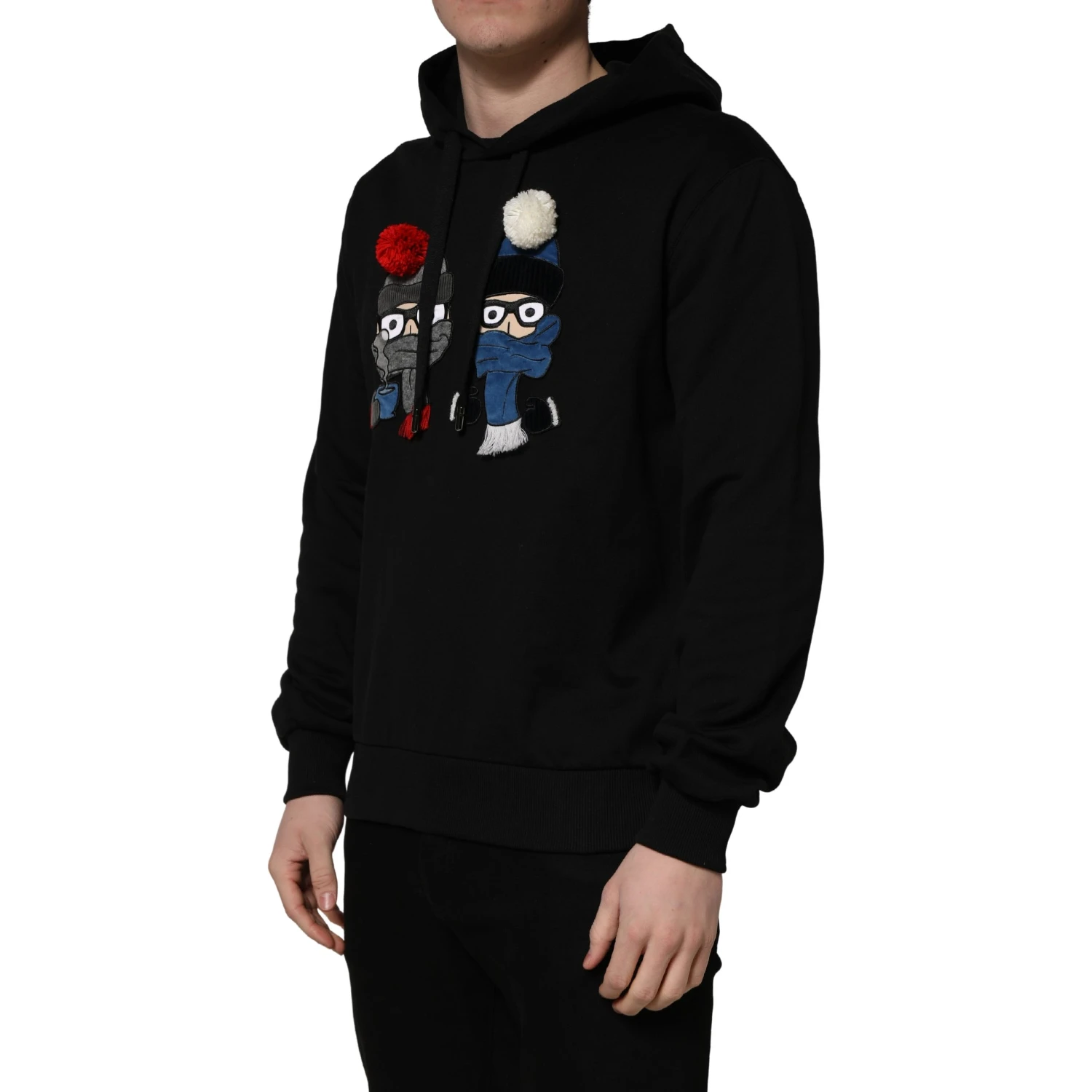 #dgfamily Black Cotton Hooded Men Sweatshirt Sweater