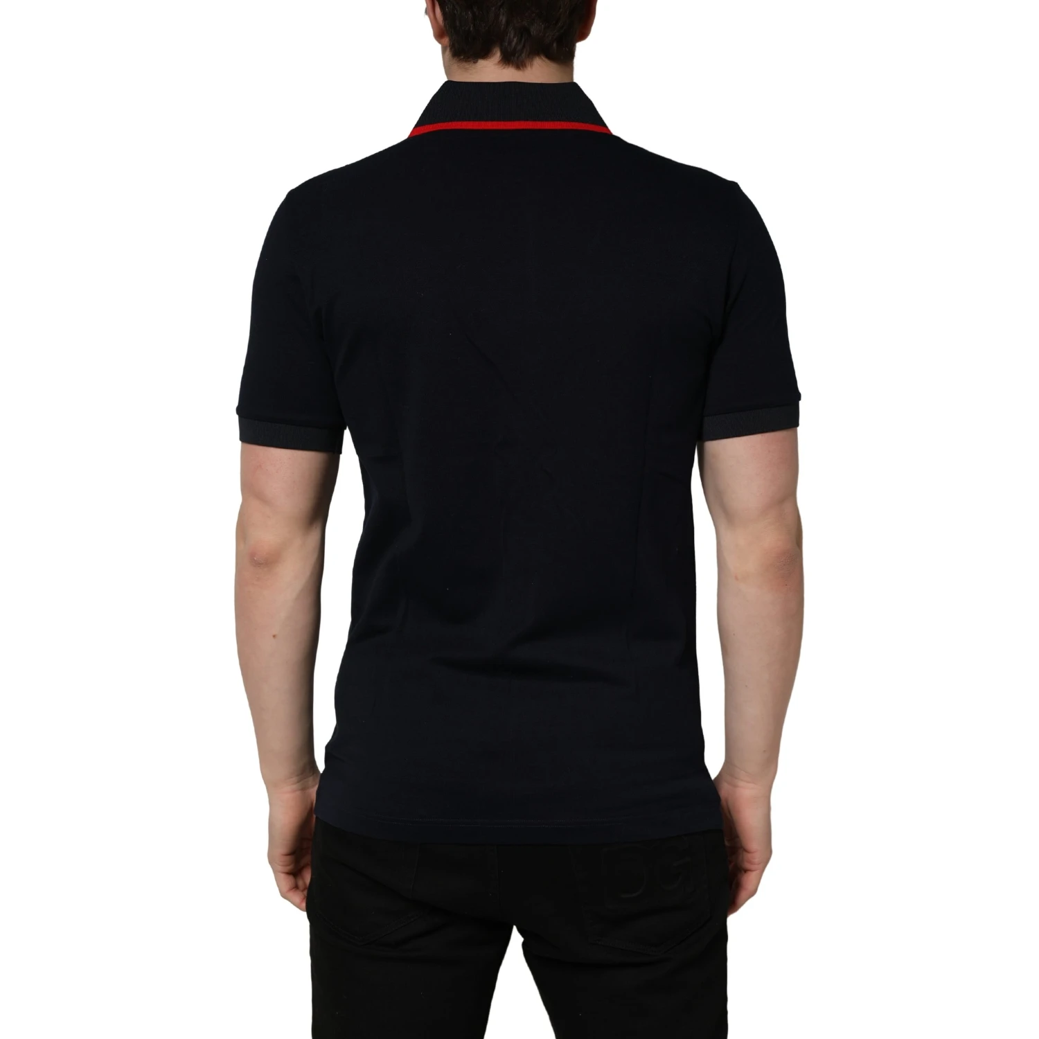 Black DG Logo Print Short Sleeve Polo T-shirt
