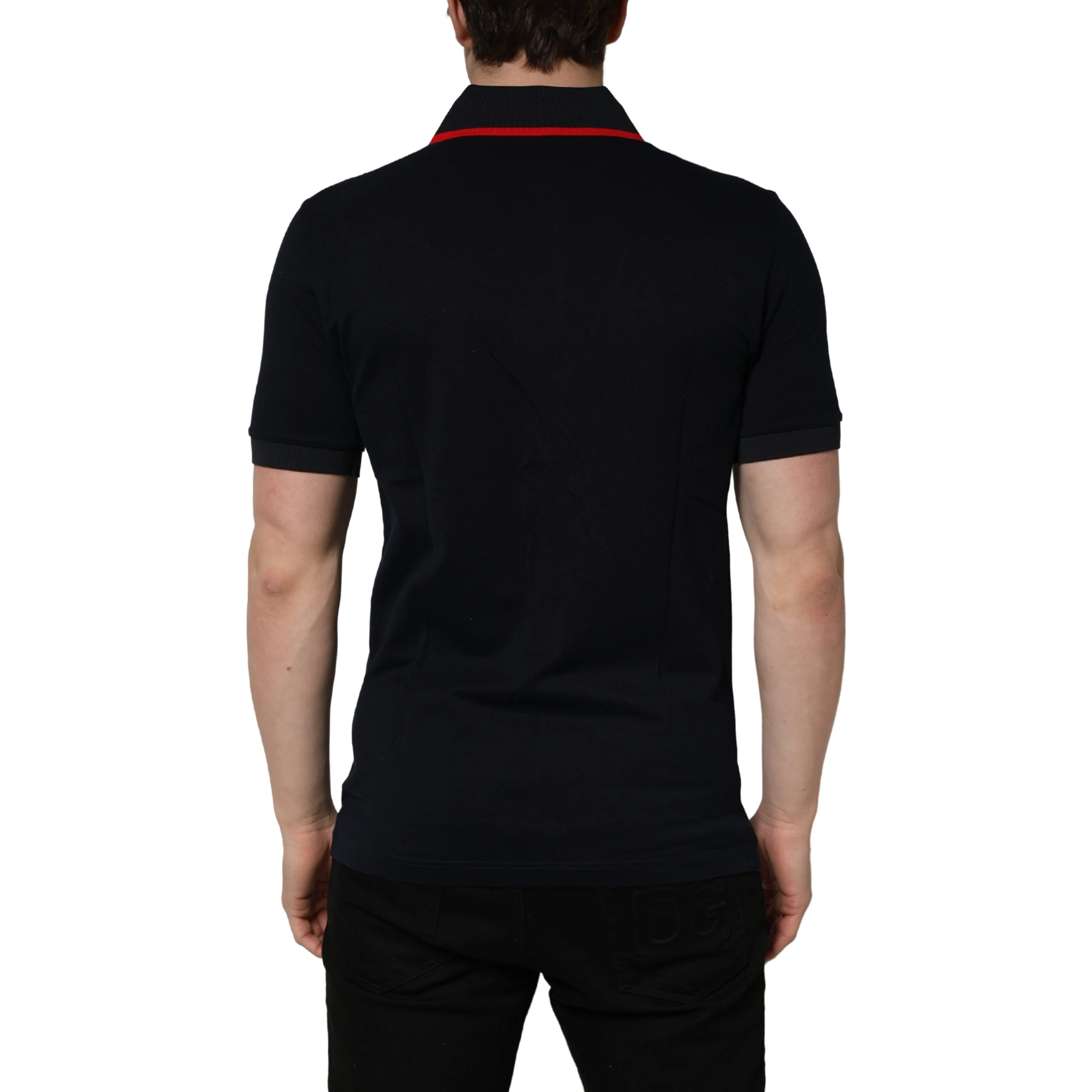 Black DG Logo Print Short Sleeve Polo T-shirt