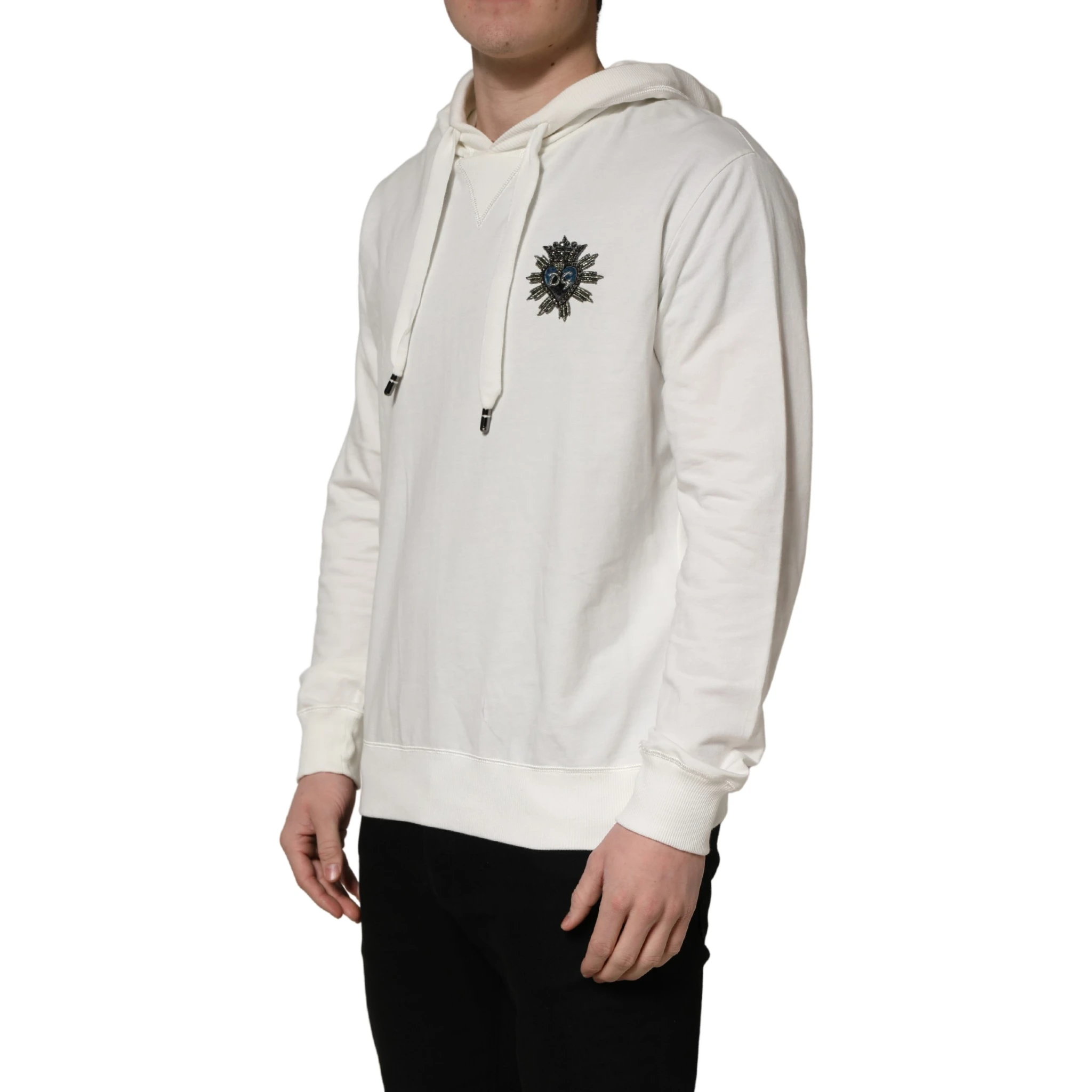 White Cotton Hooded Sweatshirt Sweater