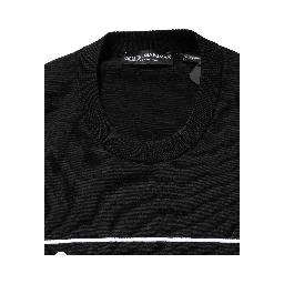 Black Graphic Logo Crew Neck Wool Pullover Sweater