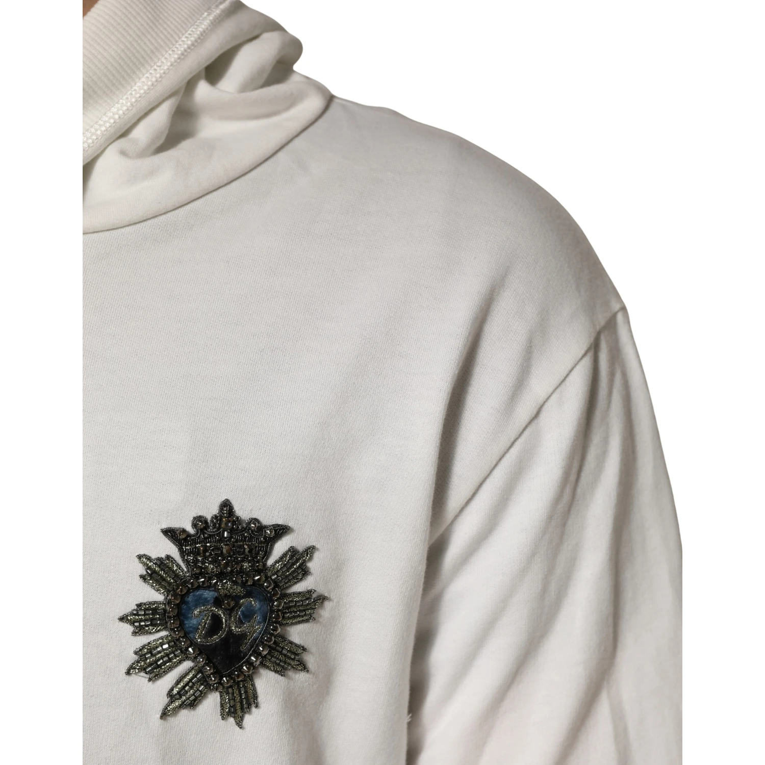 White Cotton Hooded Sweatshirt Sweater